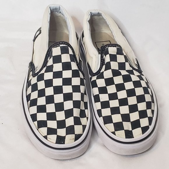 Vans Slip On Black White Checkerboard Unglued Around Edges M 5 W 6.5 - Picture 2 of 9